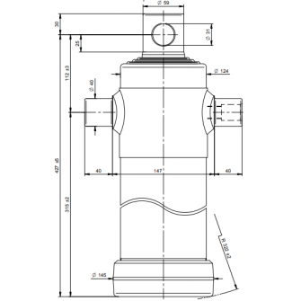 Teleskopski cilinder 4 stopnje 10 ton 1190 mm z luknjo 3045F